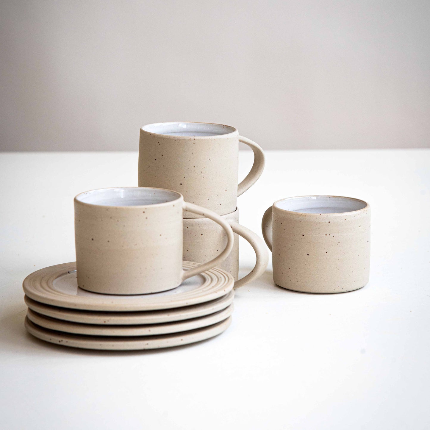 CUP WHITE SPECKLED & SAUCER