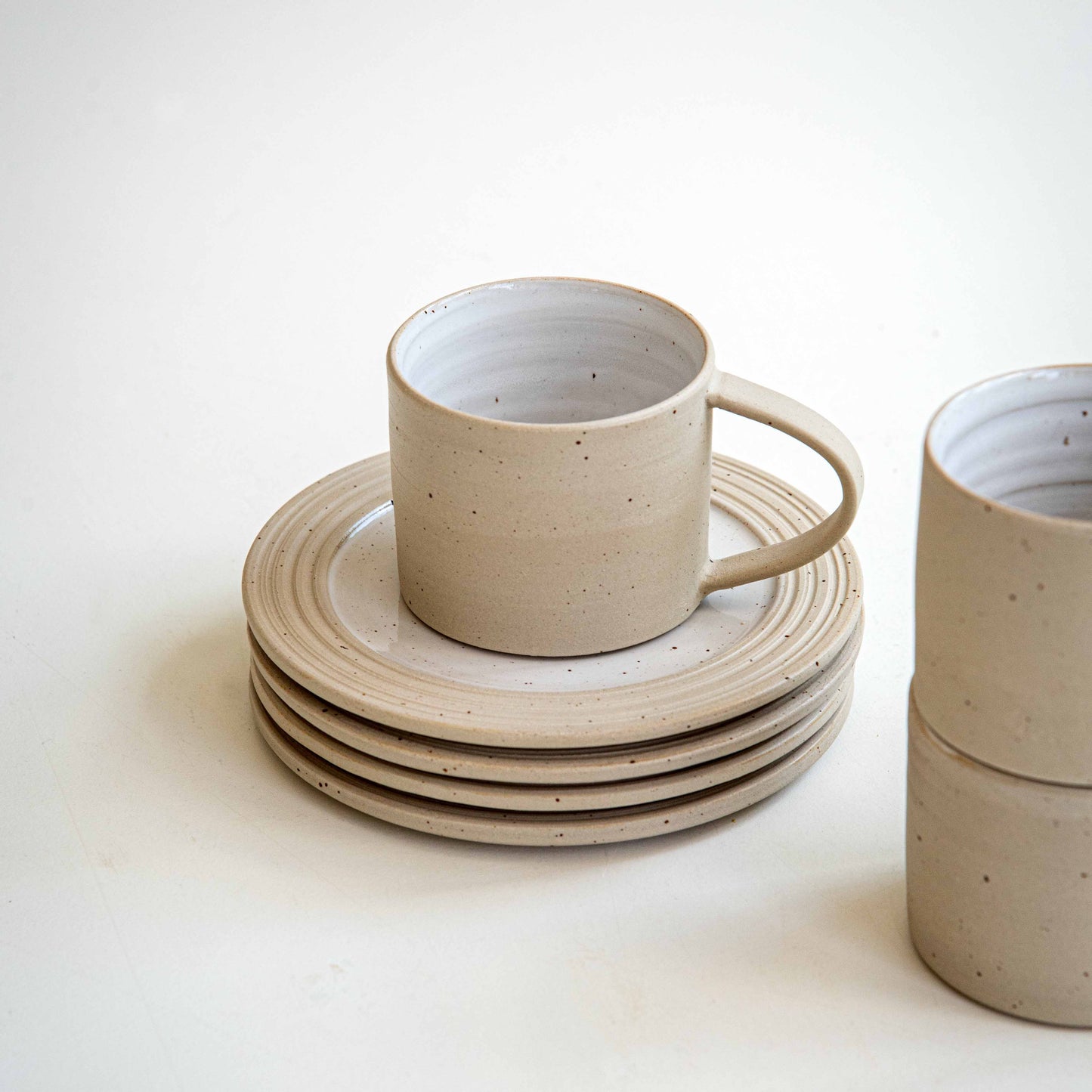 CUP WHITE SPECKLED & SAUCER