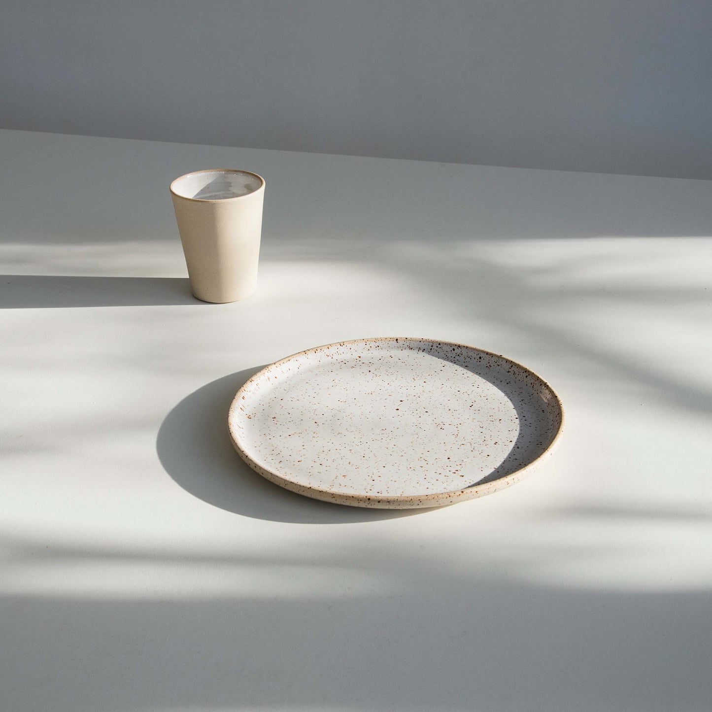PLATE SPECKLED WHITE medium